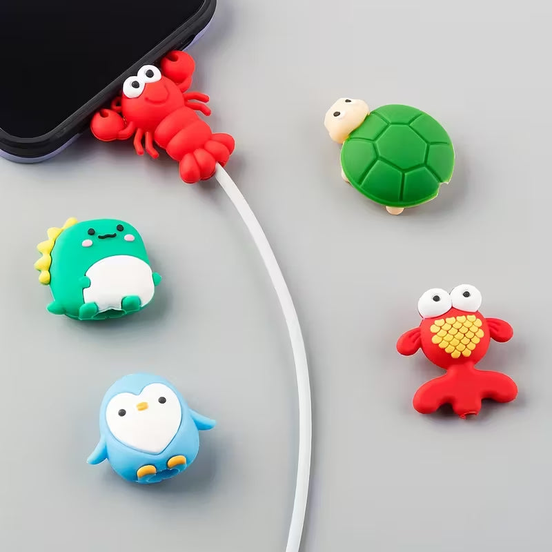 10pcs Cute Fruit Animal Charging Buddies, Charger Cable Protect Sets Compatible for iPhone for iPad Only