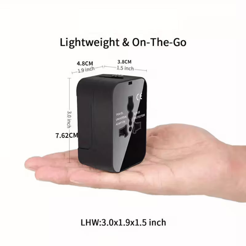 1pc Compliance Certification Travel Adapter,US/EU/UK/AU Plug,Worldwide All In One Design,Universal Interface Phone Tablet Wall Charger,Cover More Than 150 Countries,For iPhone,Samsung,Xiaomi,Android,Ipad,Car,etc