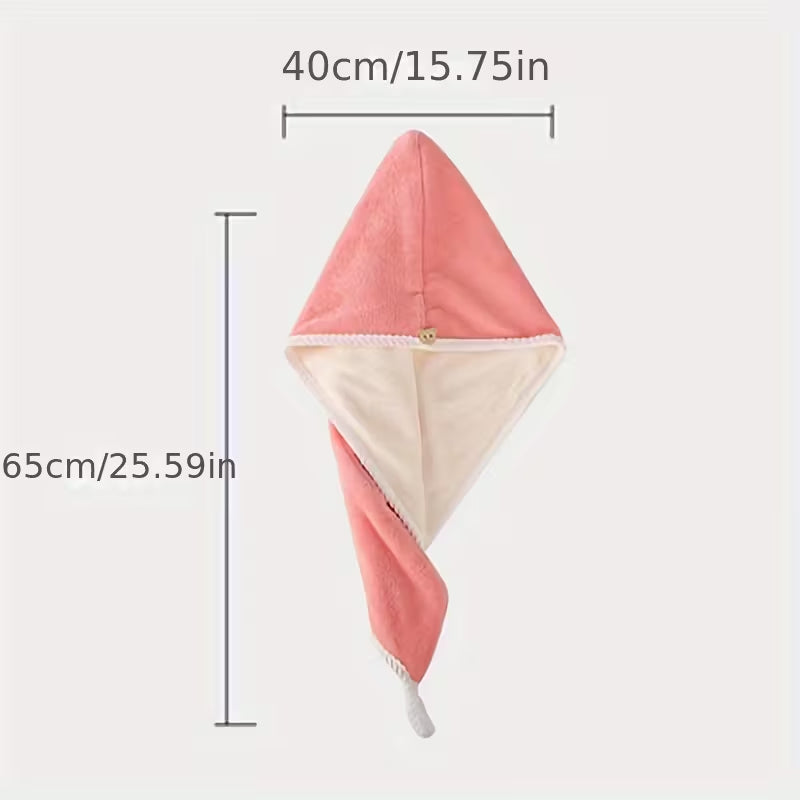 1pc Double Plush Quick-Dry Hair Cap - Thick & Soft Super Absorbent Hair Towel