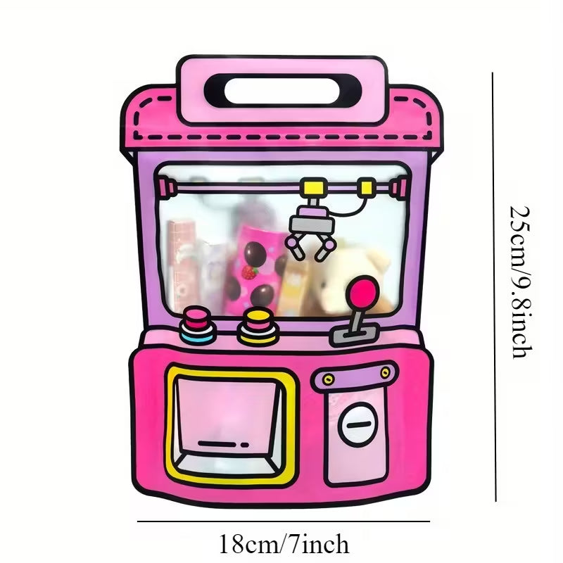 10 Pcs Cartoon UFO Catcher Goodie Bags, Clear Plastic Ziplock Seal Bags with Handle, Smell Proof, Reusable, Resealable