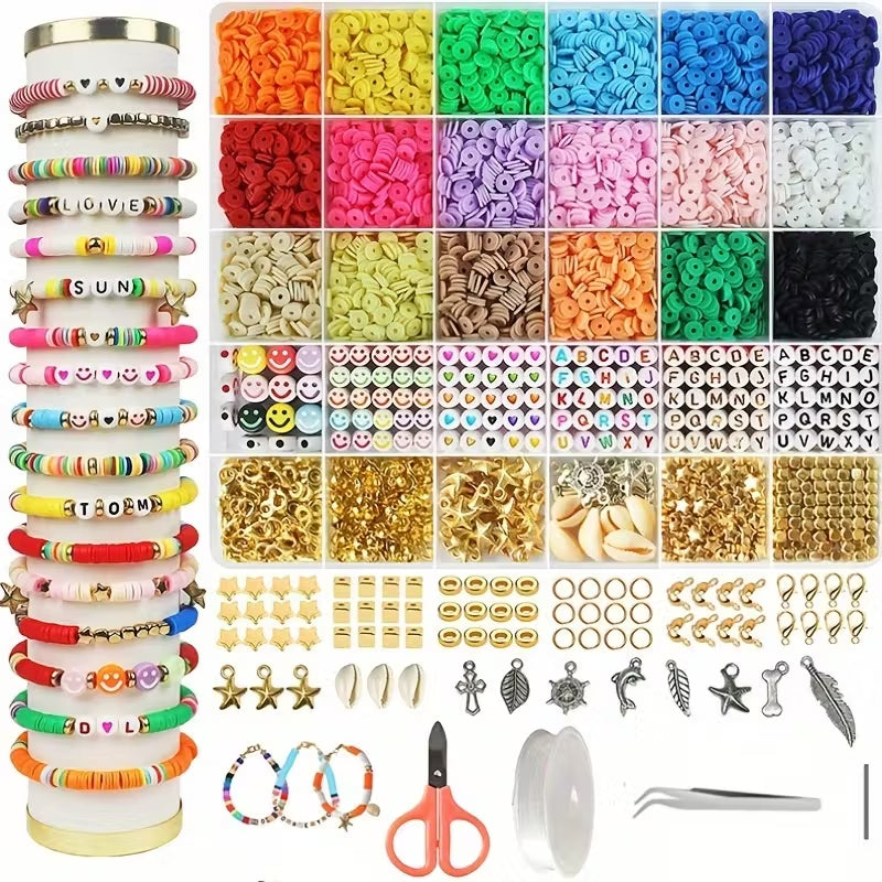 5120pcs Polymer Clay Beads Bracelet Making Kit - 18 Vibrant Colors with Charms, Metal Findings & Tools, DIY Jewelry Crafting Set for Friendship Bracelets & Gifts, Bracelet Making Supplies