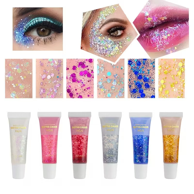 Make Up Long Lasting Glitter For Body Face Hair Eyeshadow, Music Festival Party Carnival Long Lasting Face Glitter, No Glue Needed And Easy To Remove
