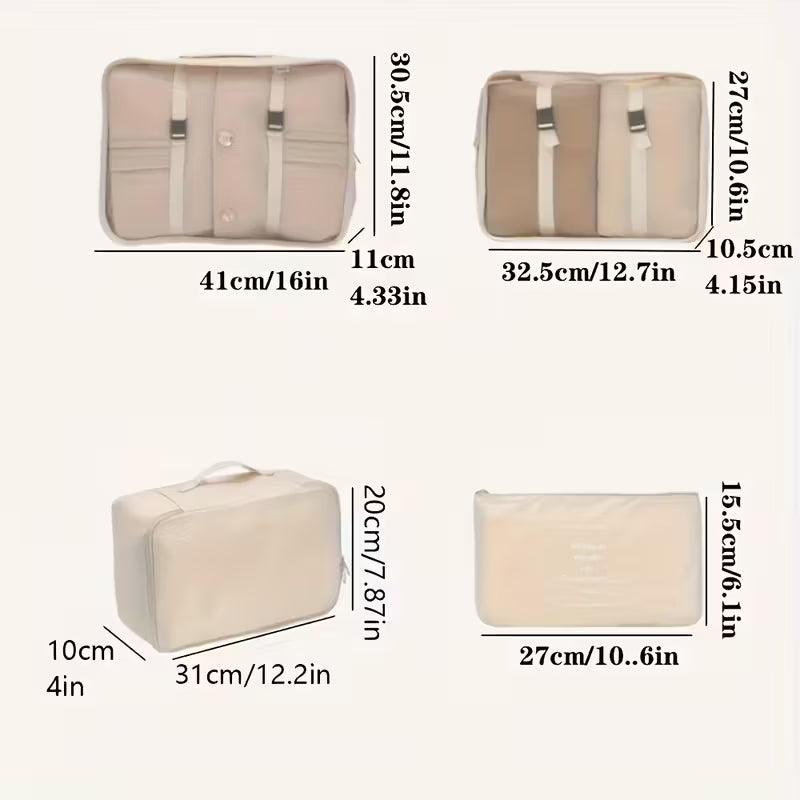 7-Piece Luggage Organizer Set, Large Capacity Travel Storage Bag for Clothes, Pants, Shoes, and Socks with Separate Compartments