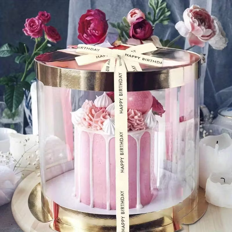 9.14 meter Happy Birthday Plastic Ribbon with Bold Text & Elegant Bow - Durable Twill Tape for Gift Wrapping, Party Decorations, Crafts - Versatile Celebration Supplies