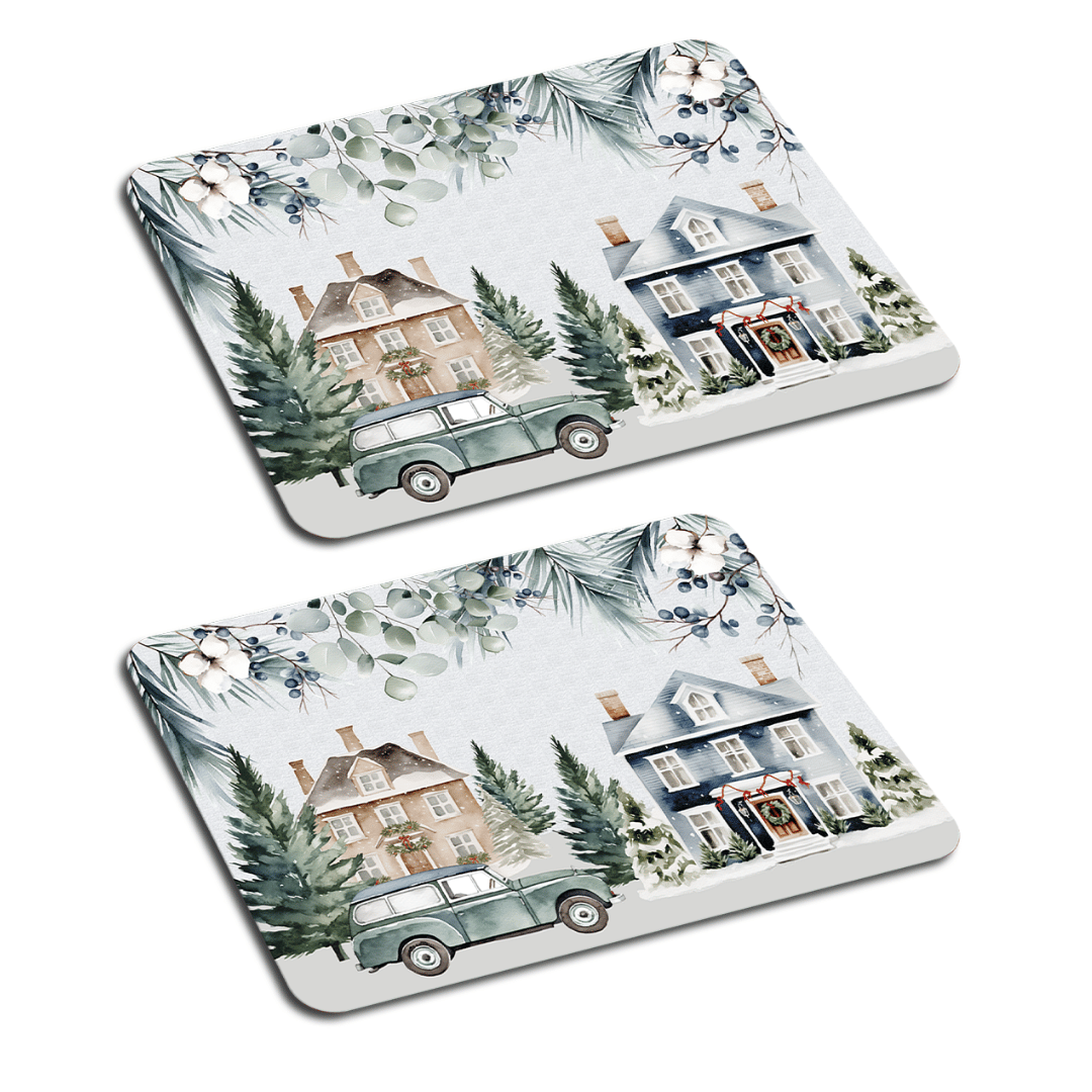 Placemat with Cutlery and Coasters (Plastic Washable) - Winter Whisper Collection