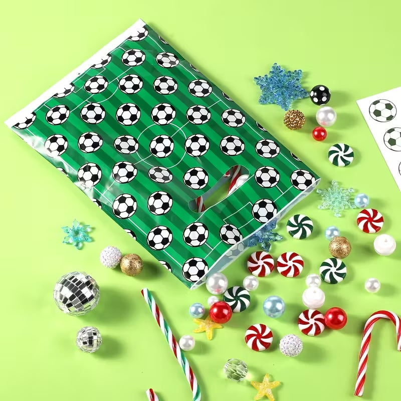 10 Pcs Soccer Goodie Bags, Reusable Favor Gift Bag for Boys and Girls Birthday Party Supplies