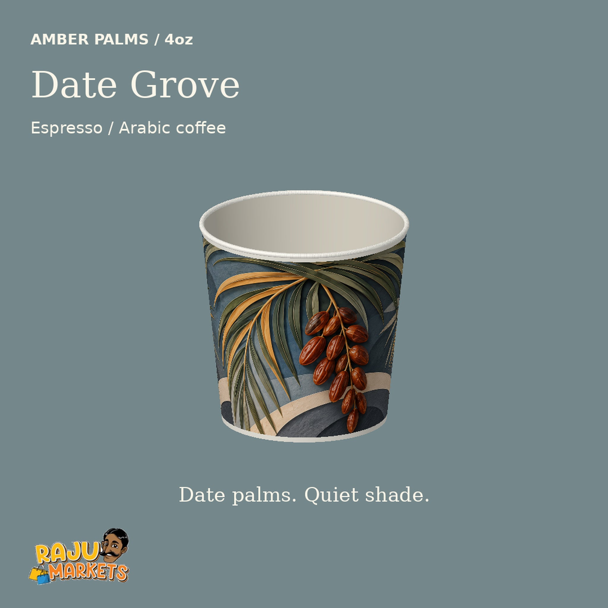 Paper Cups (4oz) Date Grove - Amber Palms 2026 Collection Package (12 Pcs/Pkg)