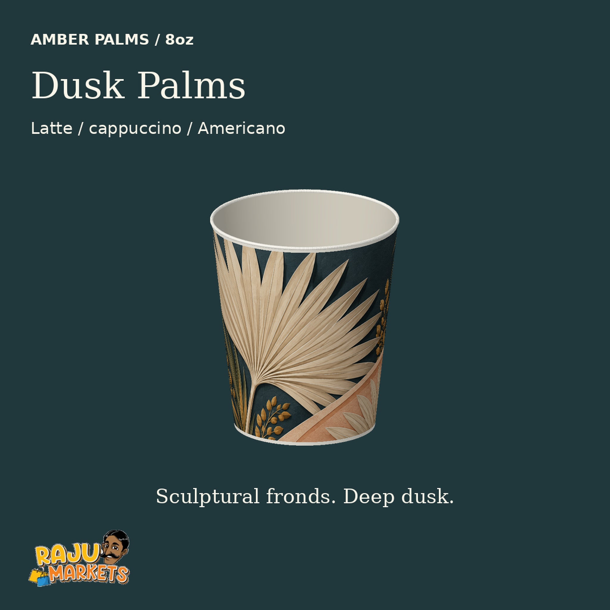 Paper Cups (8oz) Dusk Palms - Amber Palms 2026 Collection Package (12 Pcs/Pkg)