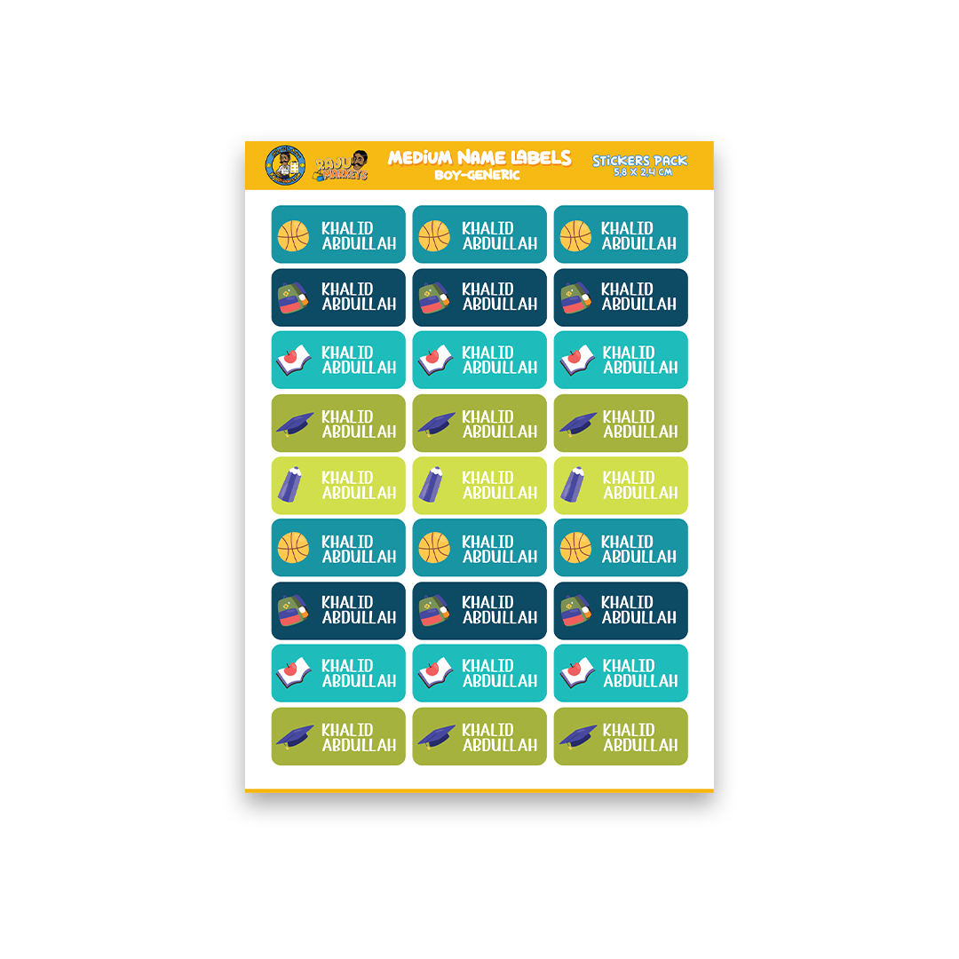 Medium Size Boy Name Labels (27 Pcs/Pkg) – Generic
