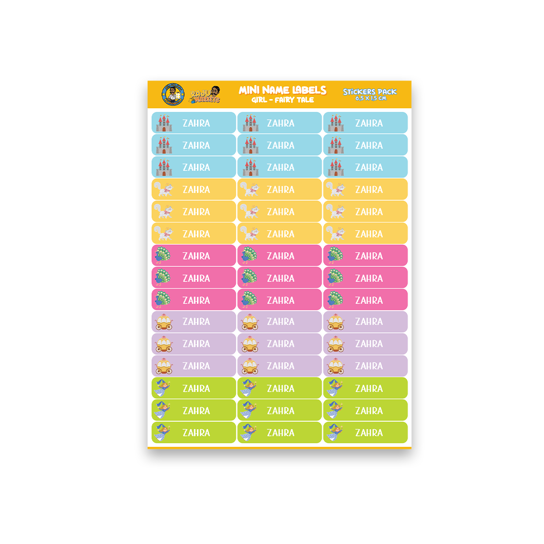 Small Size Girl Name Labels (45 Pcs/Pkg) – Fairy Tale