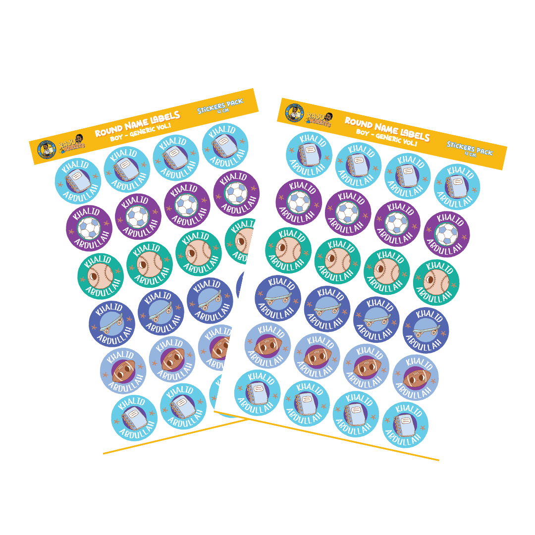 Round Size Boy Name Labels (24 Pcs/Pkg) – Generic Vol.1