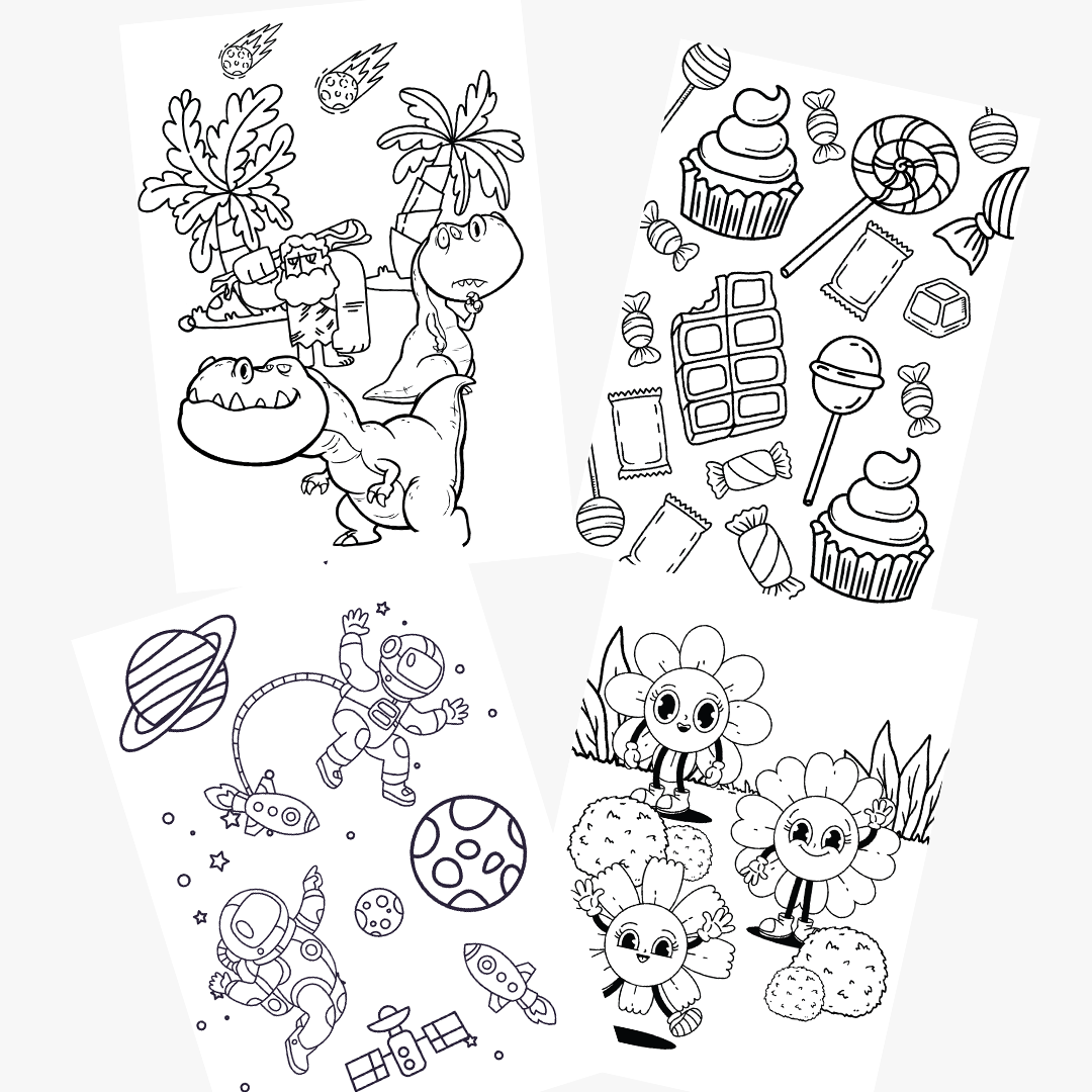 Paper Cups (8oz), A5 coloring sheets, and 12 coloring pen  - Coloring A5 sheets and Paper Cups Package