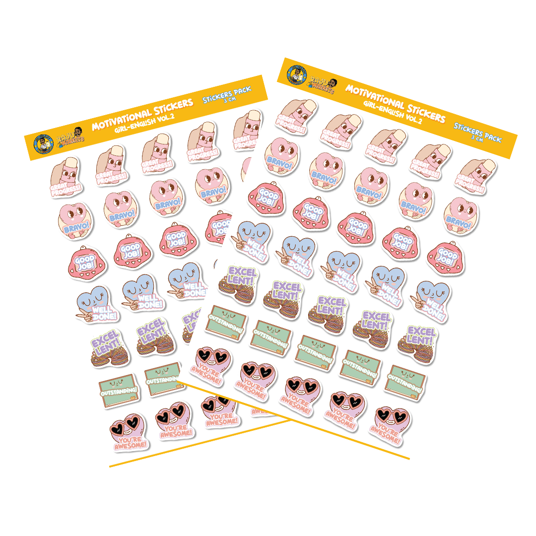 English Motivational Stickers Vol. 2 (Girl Generic Theme) – 100 Pcs per package