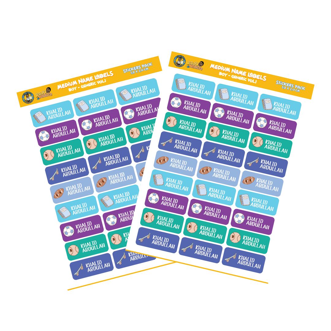 Medium Size Boy Name Labels (27 Pcs/Pkg) – Generic Vol.1