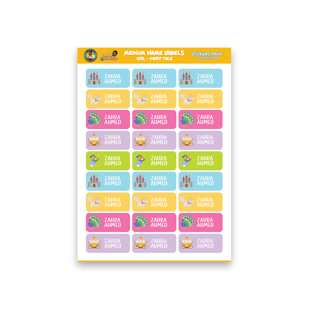 Medium Size Girl Name Labels (27 Pcs/Pkg) – Fairy Tale
