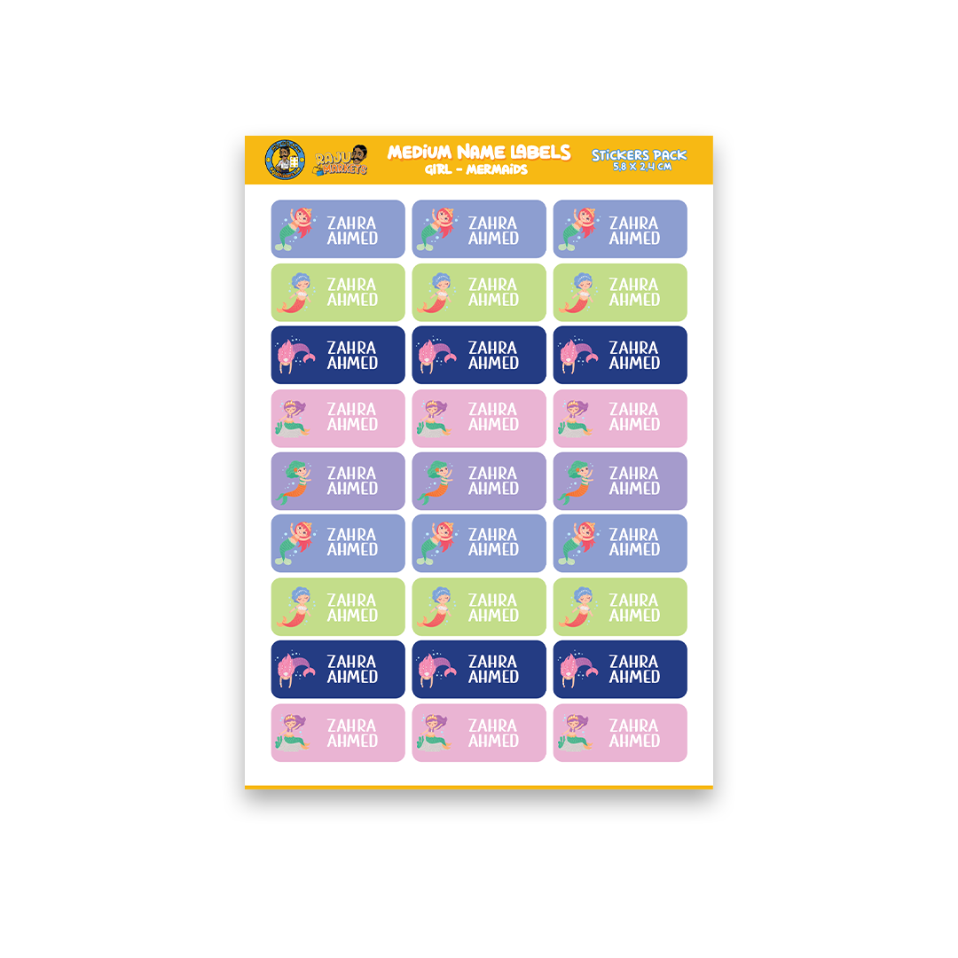 Medium Size Girl Name Labels (27 Pcs/Pkg) – Mermaids