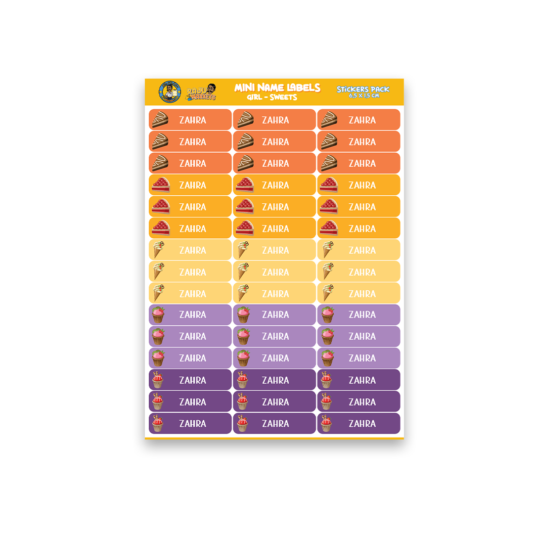 Small Size Girl Name Labels (45 Pcs/Pkg) – Sweets