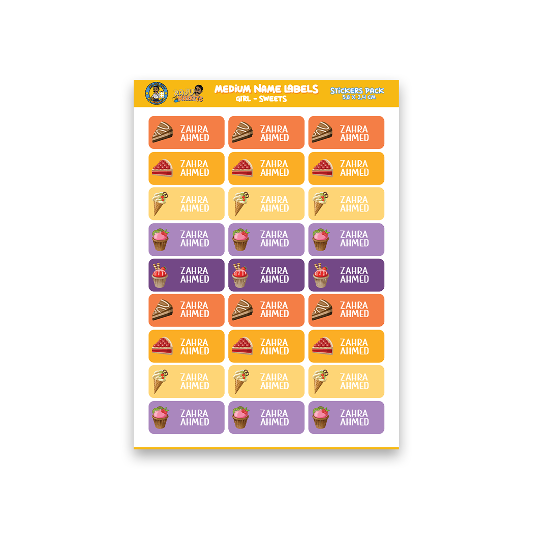 Medium Size Girl Name Labels (27 Pcs/Pkg) – Sweets