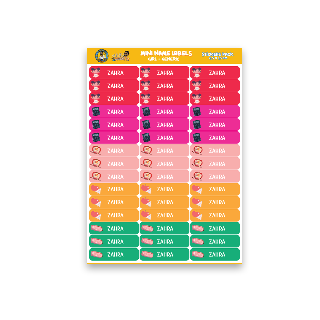 Small Size Girl Name Labels (45 Pcs/Pkg) – Generic