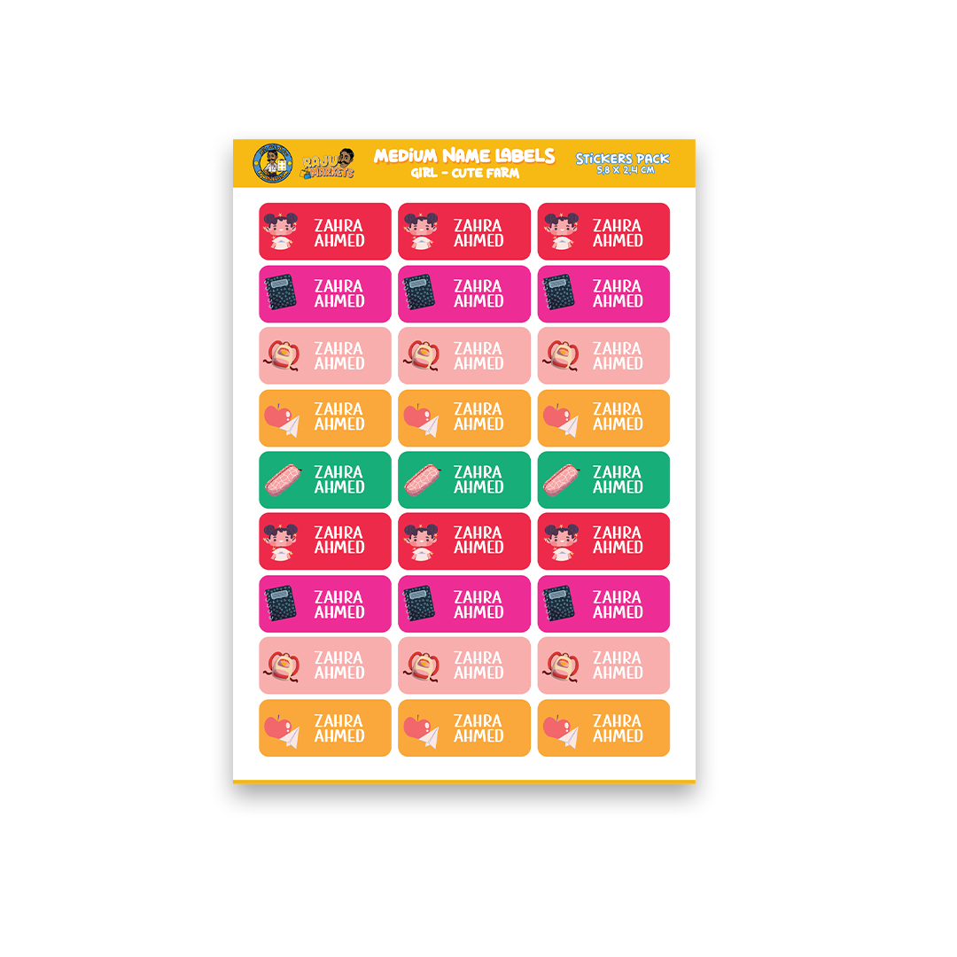 Medium Size Girl Name Labels (27 Pcs/Pkg) – Generic