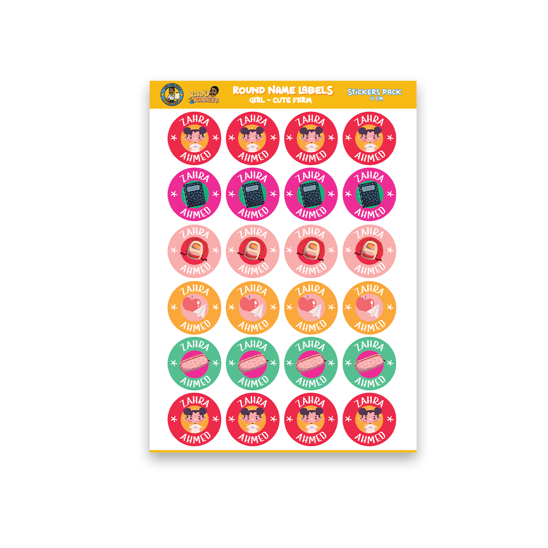 Round Size Girl Name Labels (24 Pcs/Pkg) – Generic