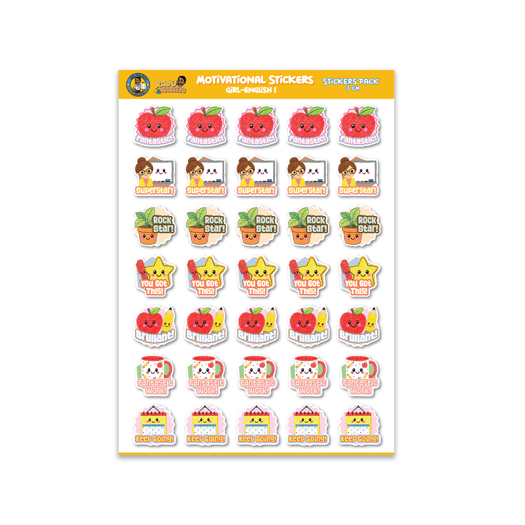 English Motivational Stickers 1 (Girl Theme) – 100 Pcs per package