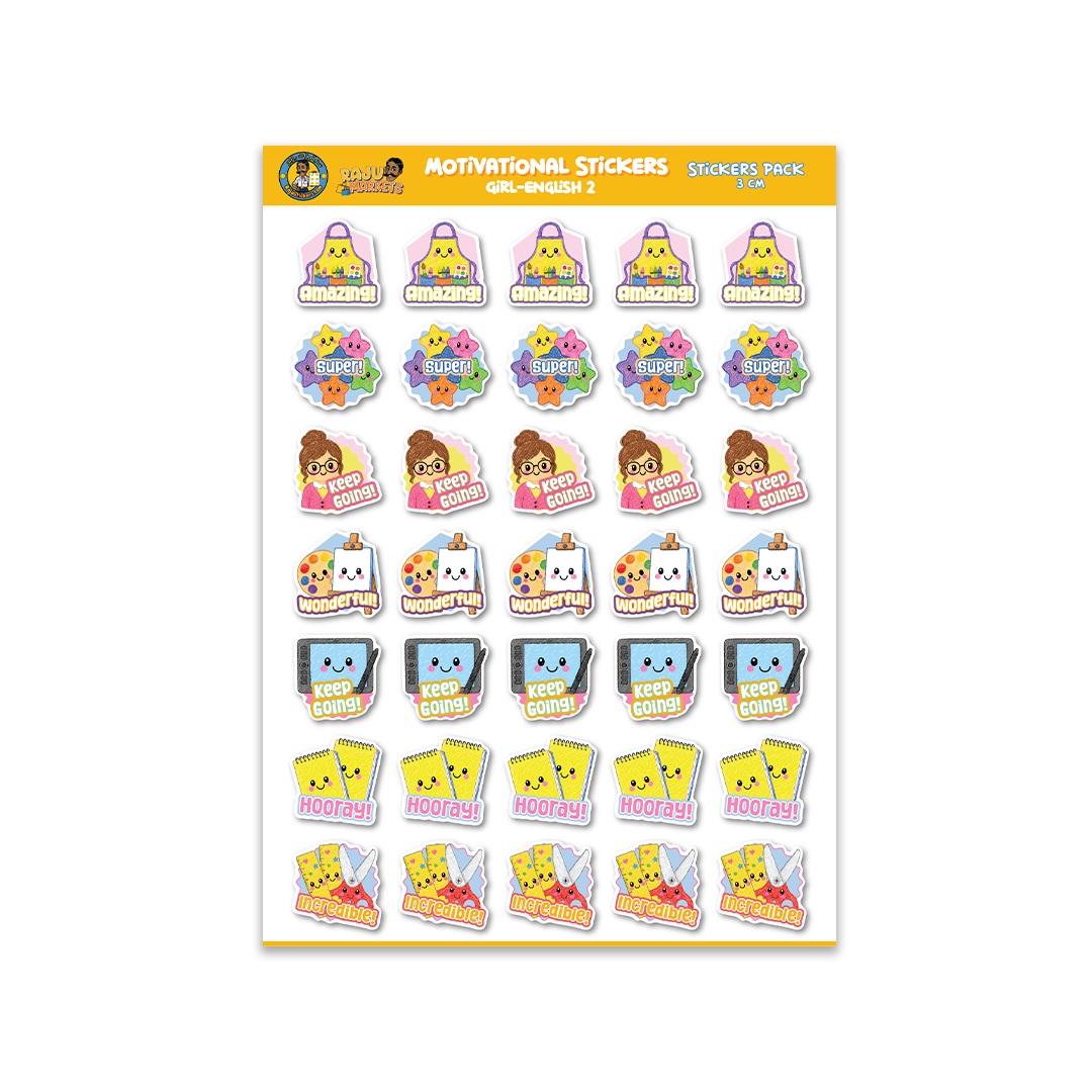 English Motivational Stickers 2 (Girl Theme) 2026 – 100 Pcs per package