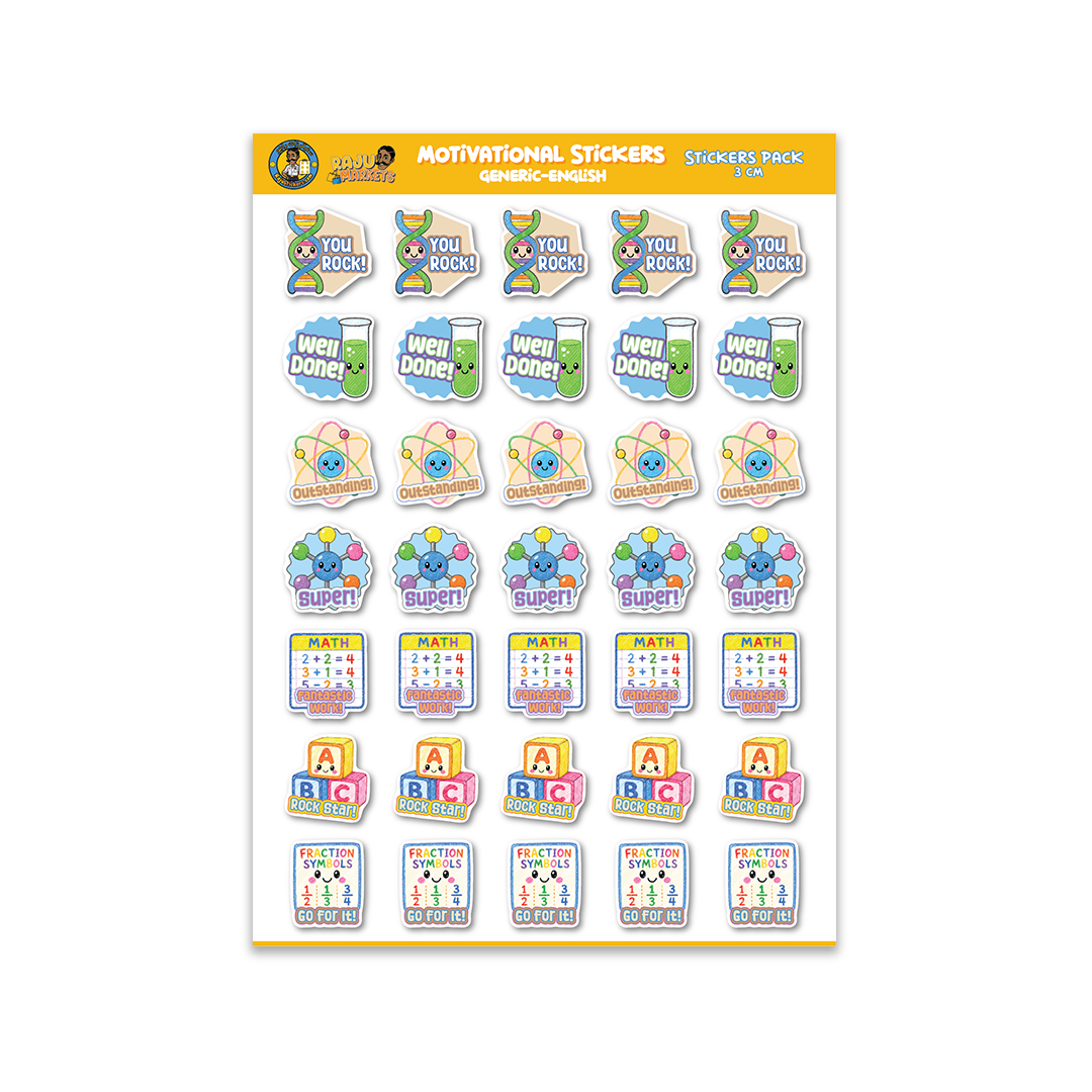 Generic Motivational Stickers (English) 2026 – 100 Pcs per package