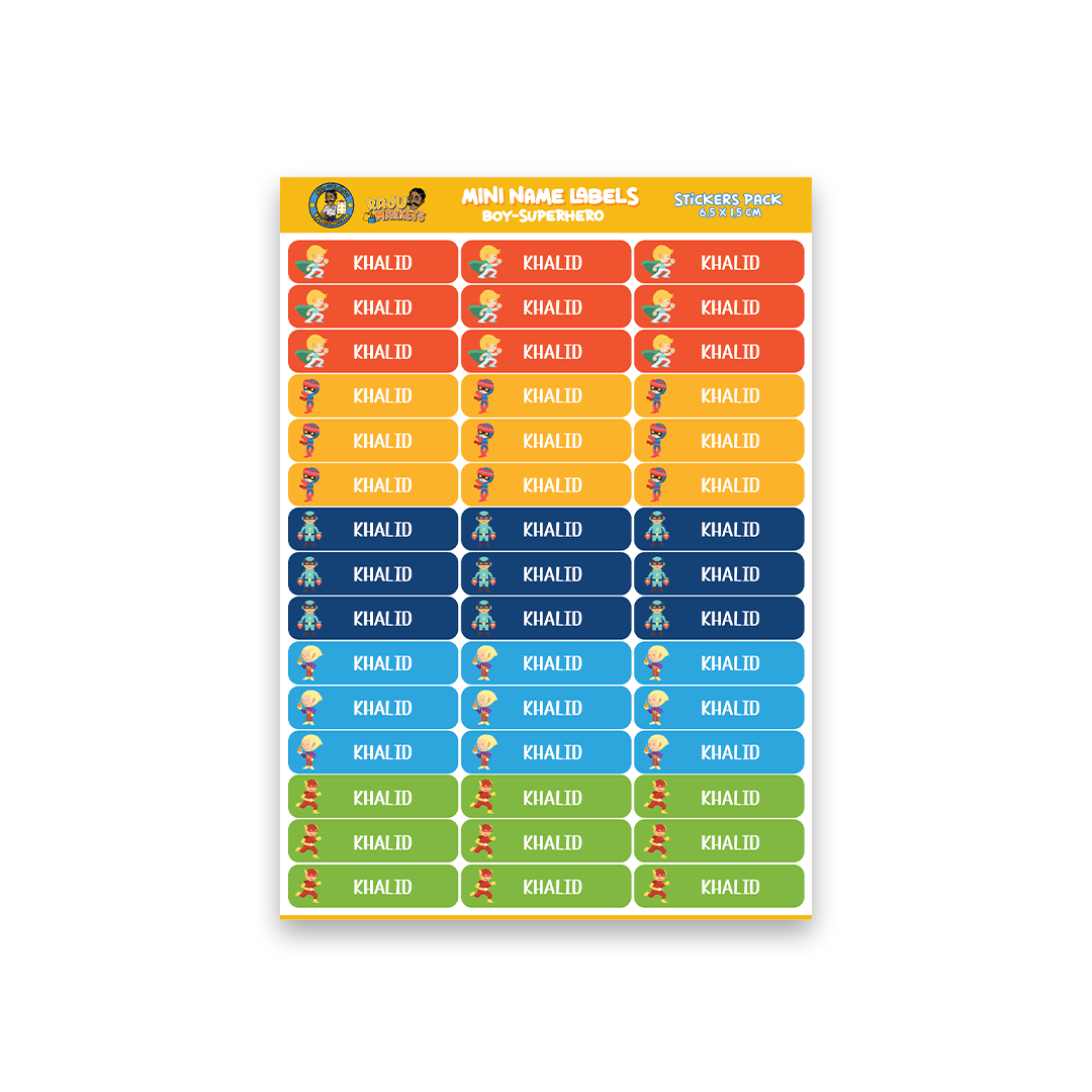 Small Size Boy Name Labels (45 Pcs/Pkg) – Superhero