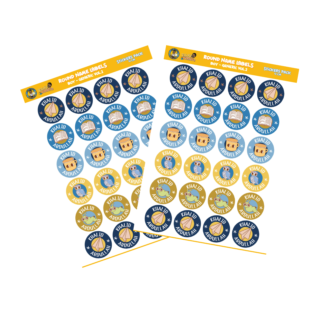 Round Size Boy Name Labels (24 Pcs/Pkg) – Generic Vol.2