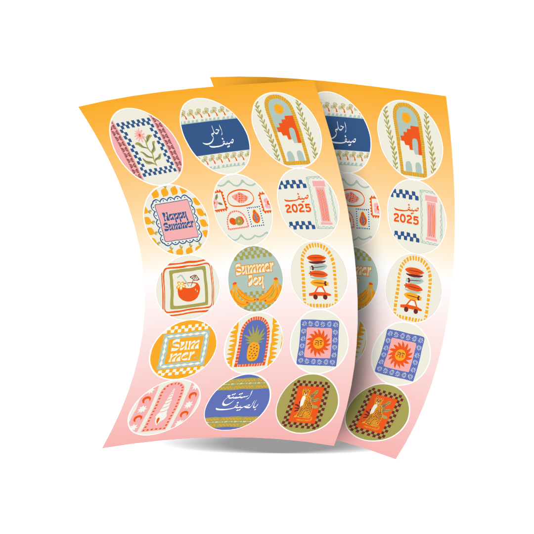 5cm Round Sticker Sheet - Summer Joy Collection (40 Pcs/Pkg)