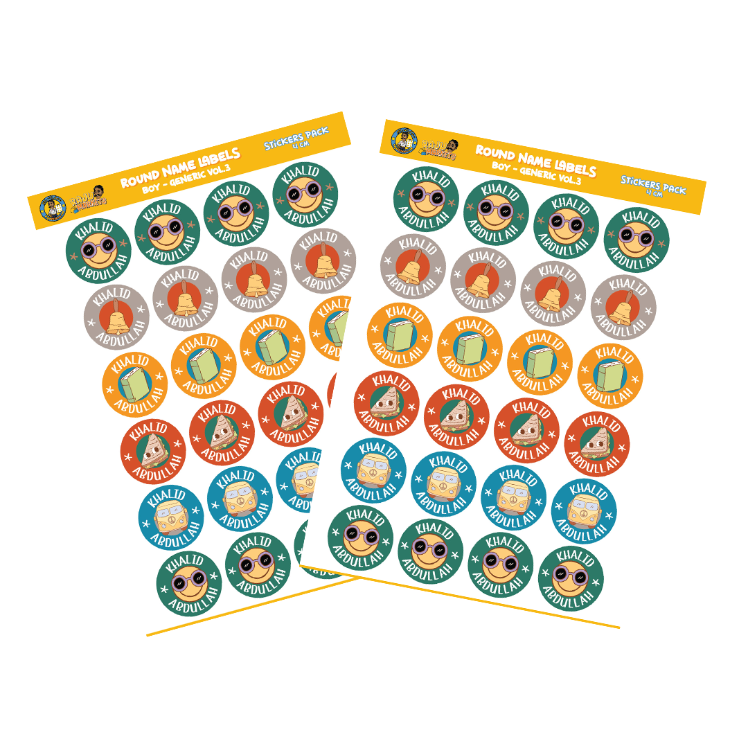 Round Size Boy Name Labels (24 Pcs/Pkg) – Generic Vol.3