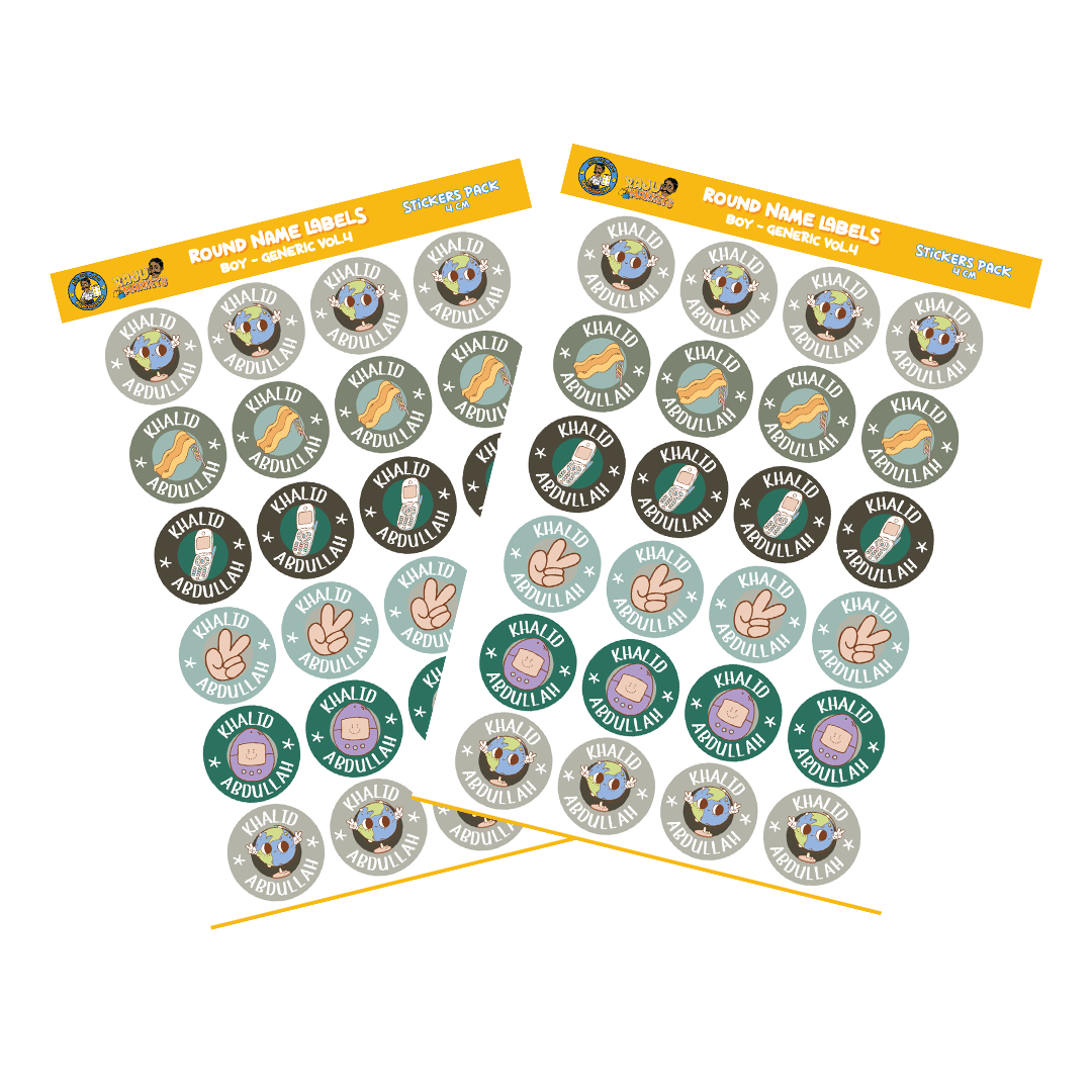 Round Size Boy Name Labels (24 Pcs/Pkg) – Generic Vol.4
