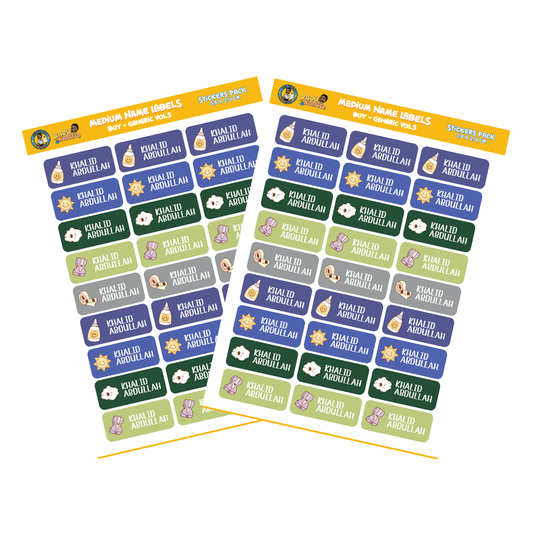 Medium Size Boy Name Labels (27 Pcs/Pkg) – Generic Vol.5 Pkg