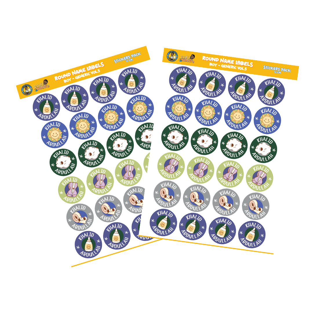 Round Size Boy Name Labels (24 Pcs/Pkg) – Generic Vol.5