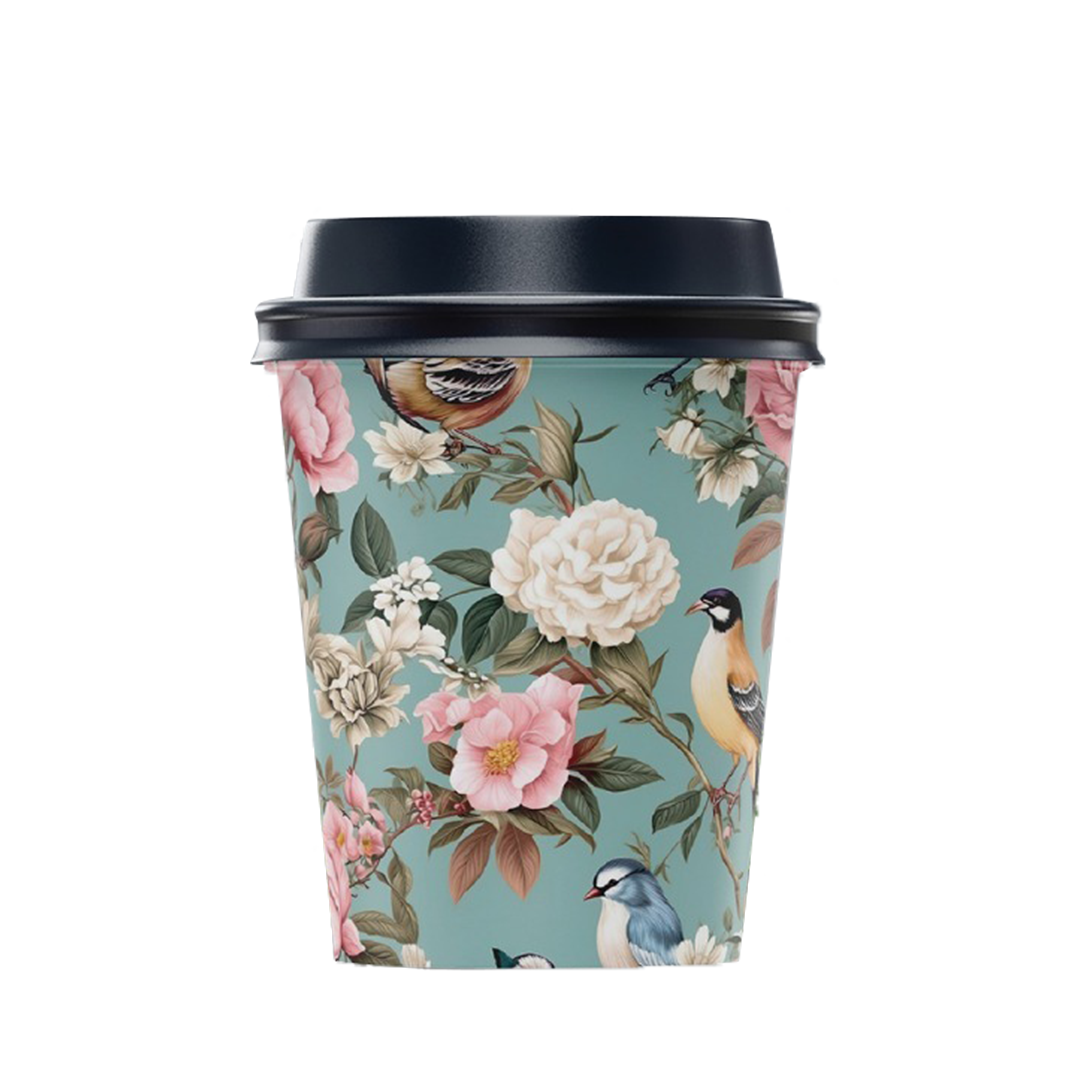 Bird Floral Premium Paper Cups – 8oz – ( 12 pieces / package )