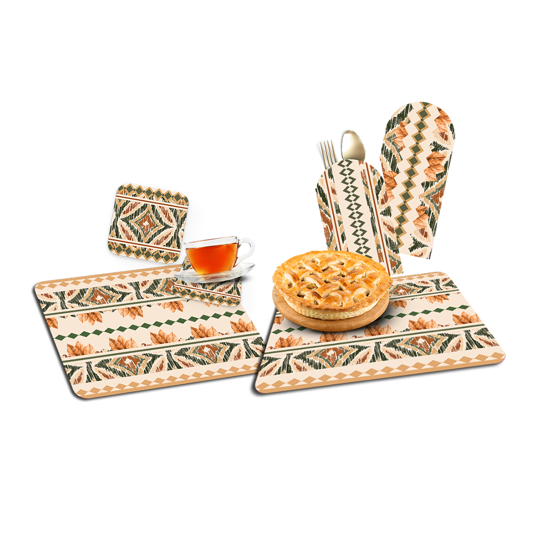 Placemat with Cutlery and Coasters (Plastic Washable) - Pumpkin Fall Collection