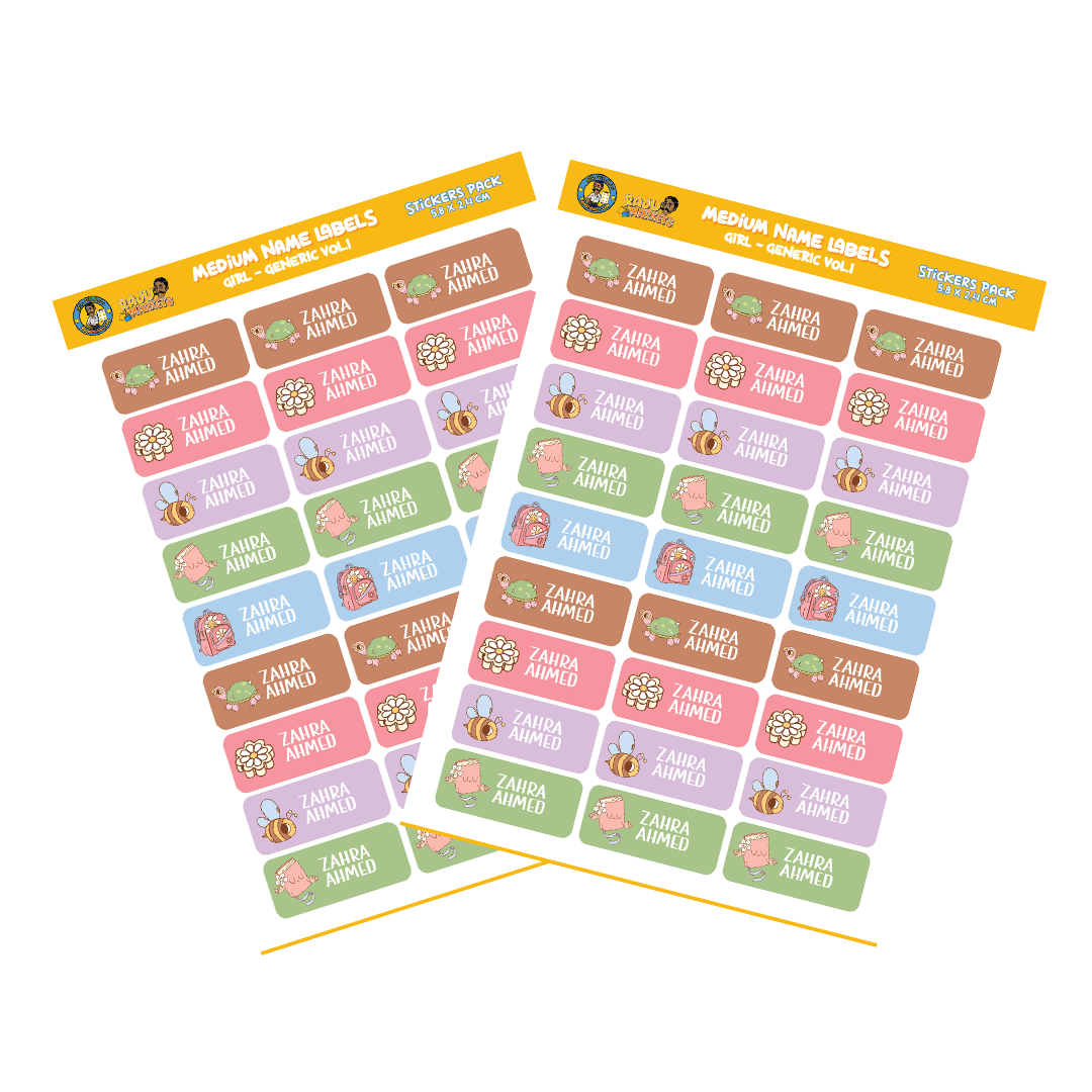 Medium Size Girl Name Labels (27 Pcs/Pkg) – Generic Vol.1