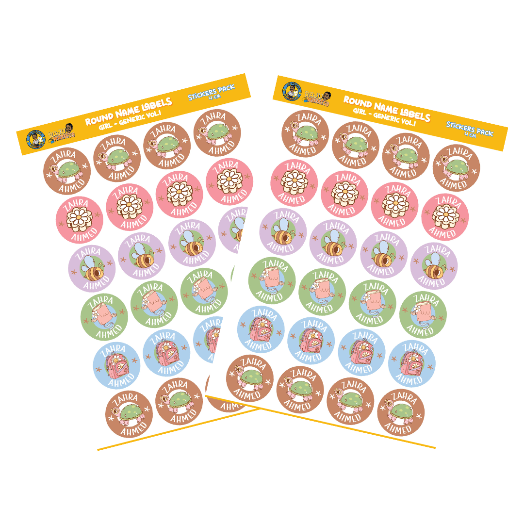 Round Size Girl Name Labels (24 Pcs/Pkg) – Generic Vol.1