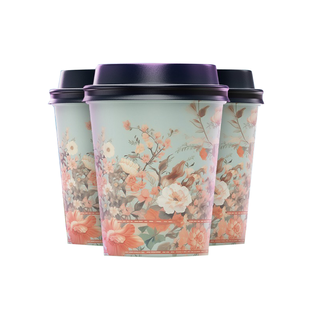Oriental Floral Premium Paper Cups – 8oz – ( 12 pieces / package )