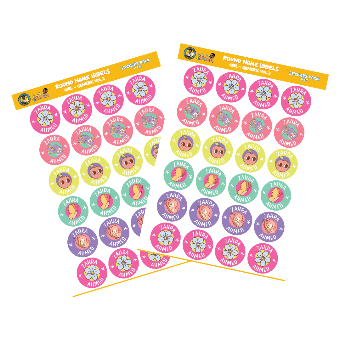 Round Size Girl Name Labels (24 Pcs/Pkg) – Generic Vol.2