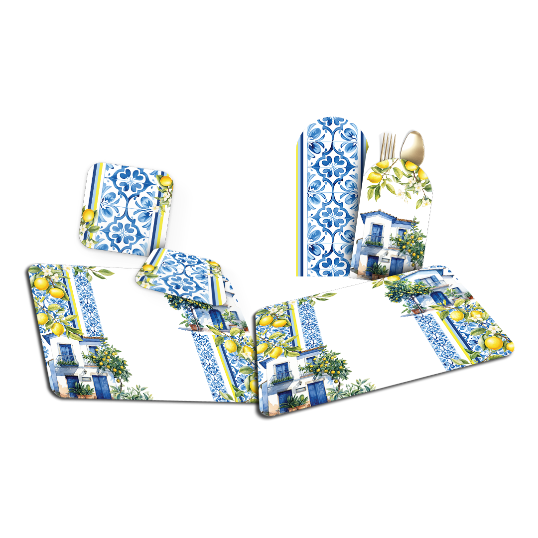 Placemat with Cutlery and Coasters (Plastic Washable) – Dolce Summer Collection