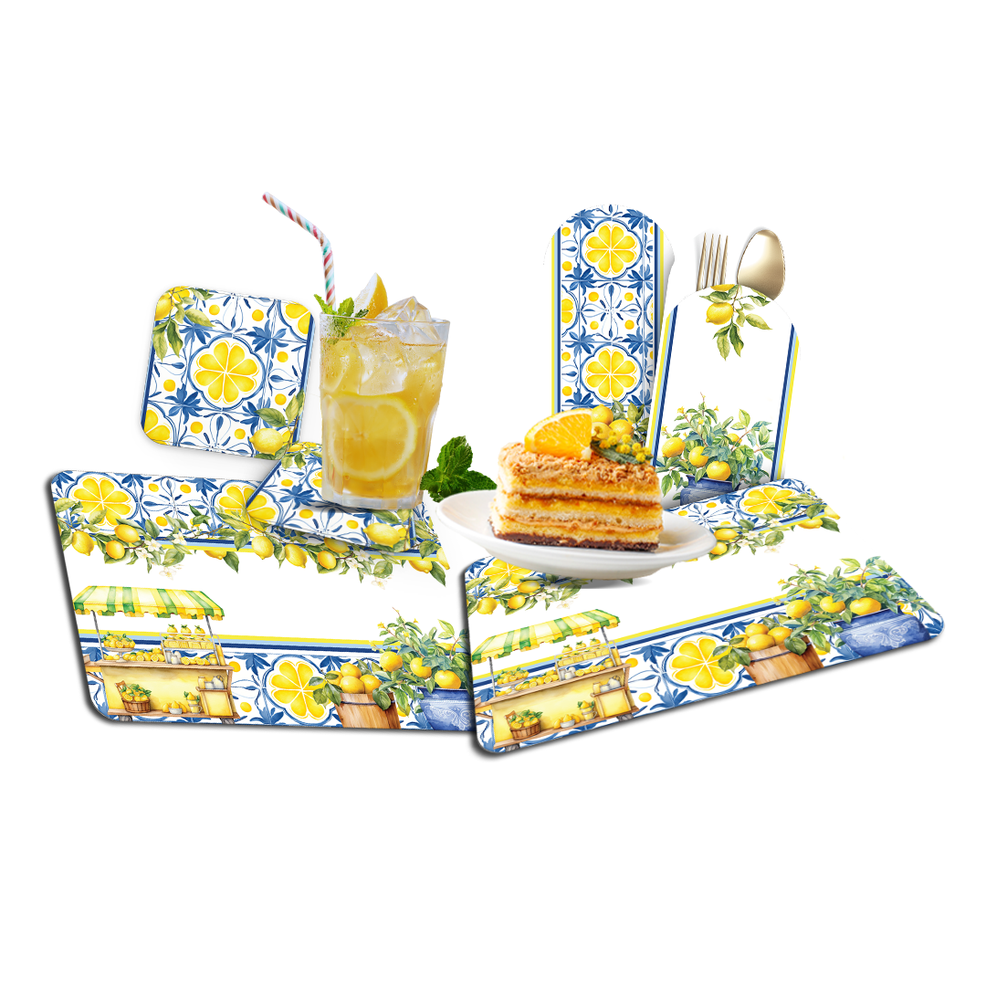 Placemat with Cutlery and Coasters (Plastic Washable) – Dolce Summer Collection