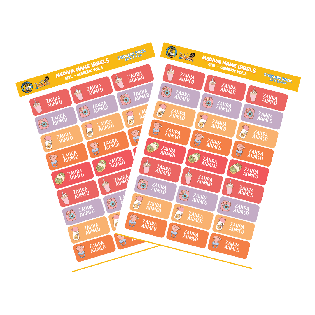 Medium Size Girl Name Labels (27 Pcs/Pkg) – Generic Vol.3