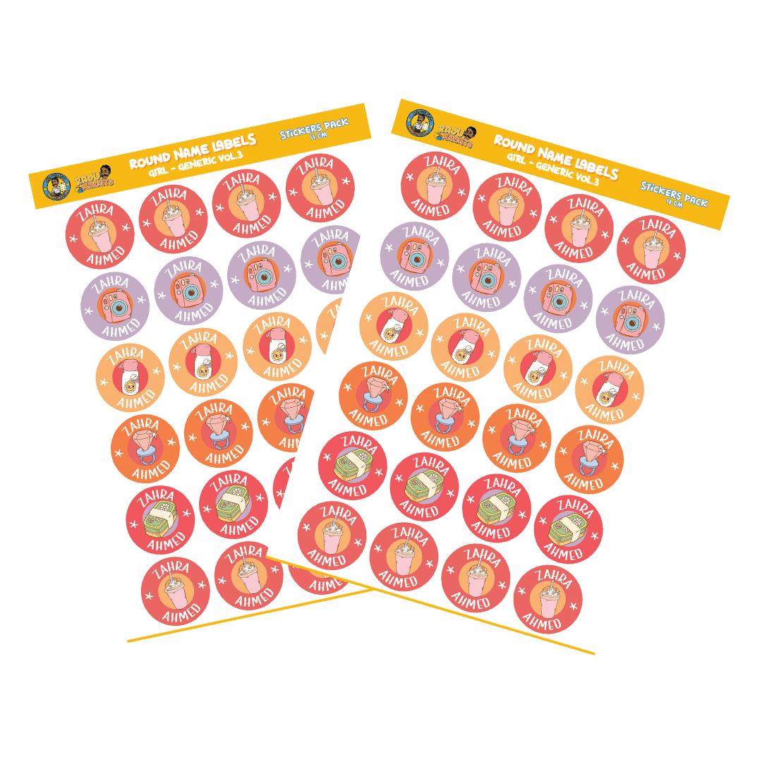 Round Size Girl Name Labels (24 Pcs/Pkg) – Generic Vol.3