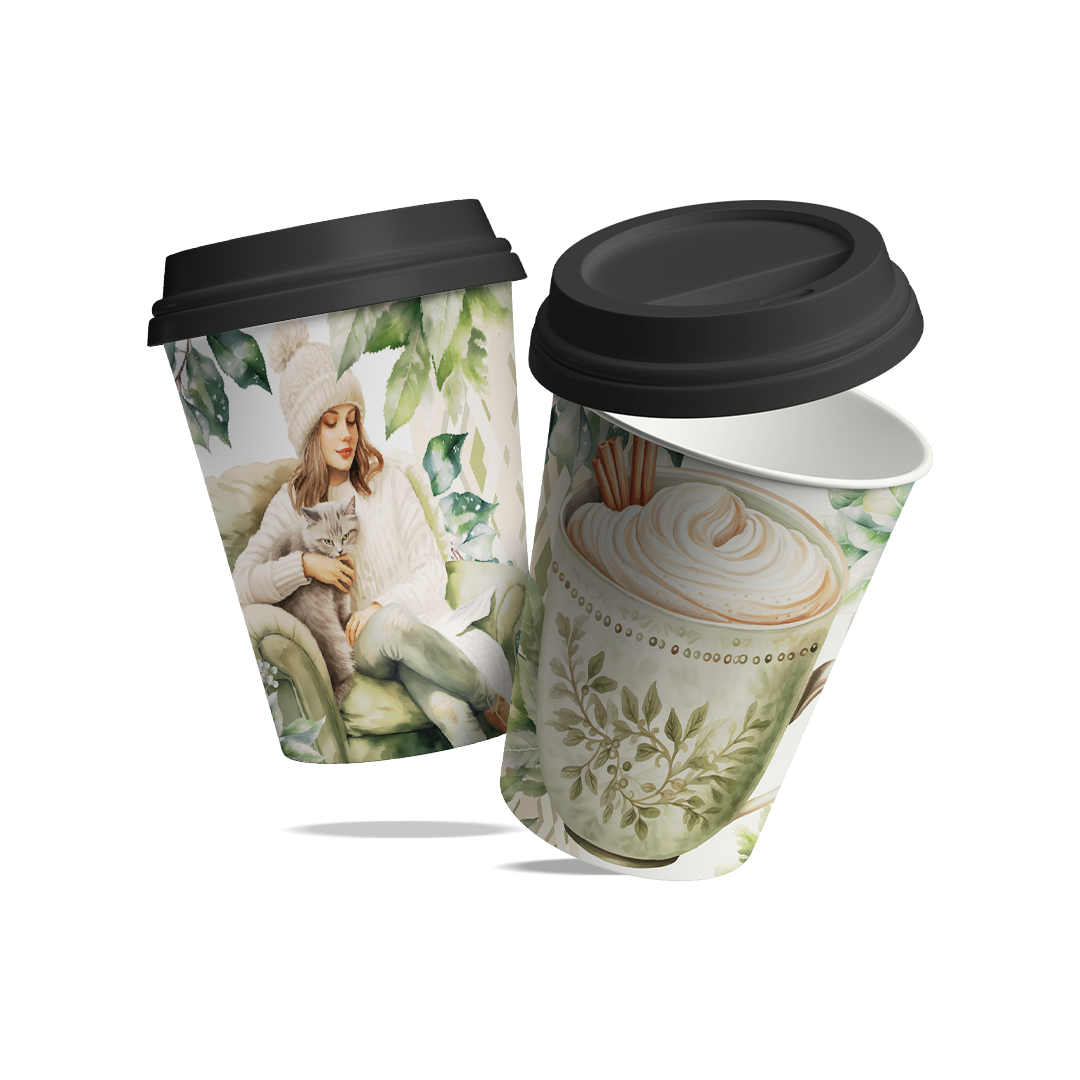 Paper Cups (8oz) - Winter Green Collection, Winter Series