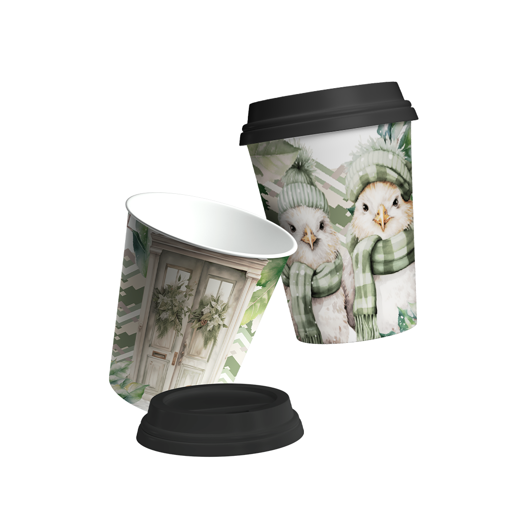 Paper Cups (4oz) - Winter Green Collection, Winter Series