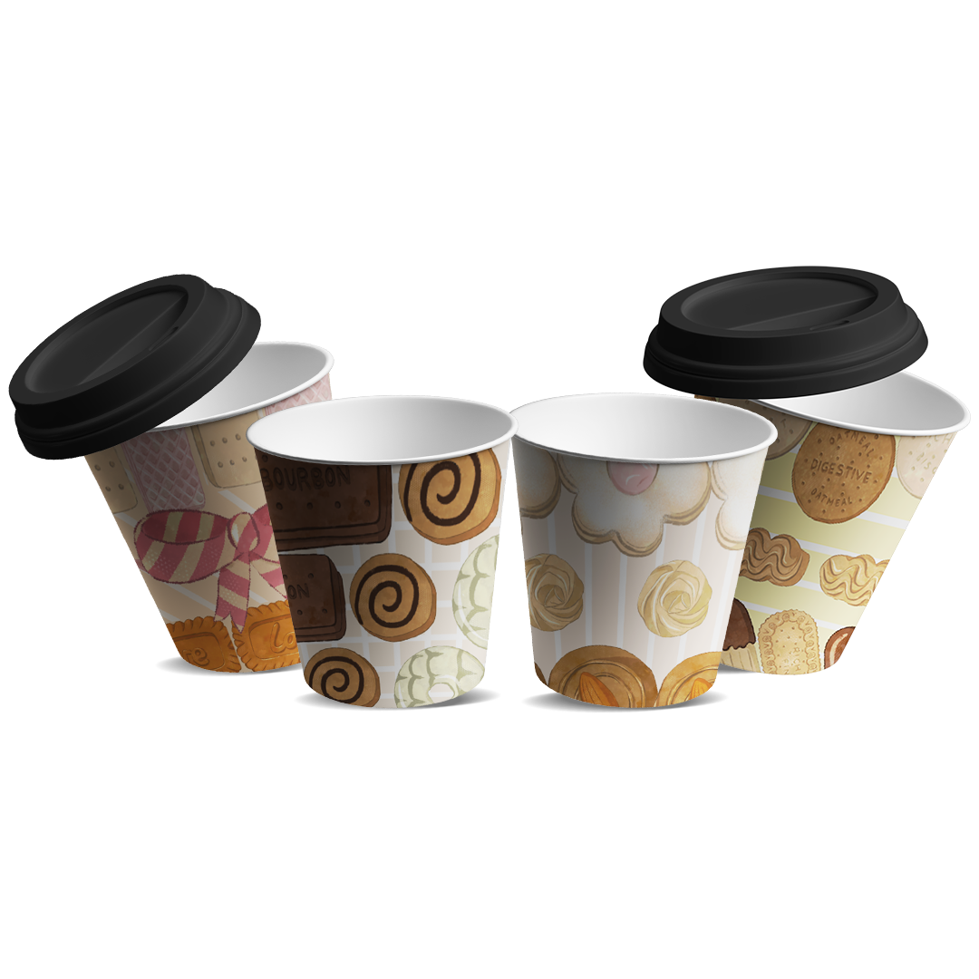 Paper Cups (4oz) - Biscuit Delight Collection (12 pcs/pkg)