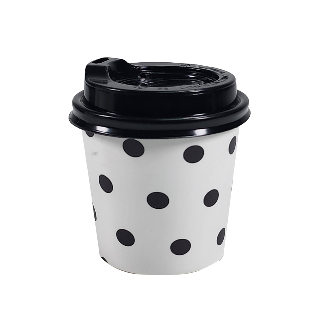 Paper Cups (4oz) - POLKA WHITE - 12 PCS