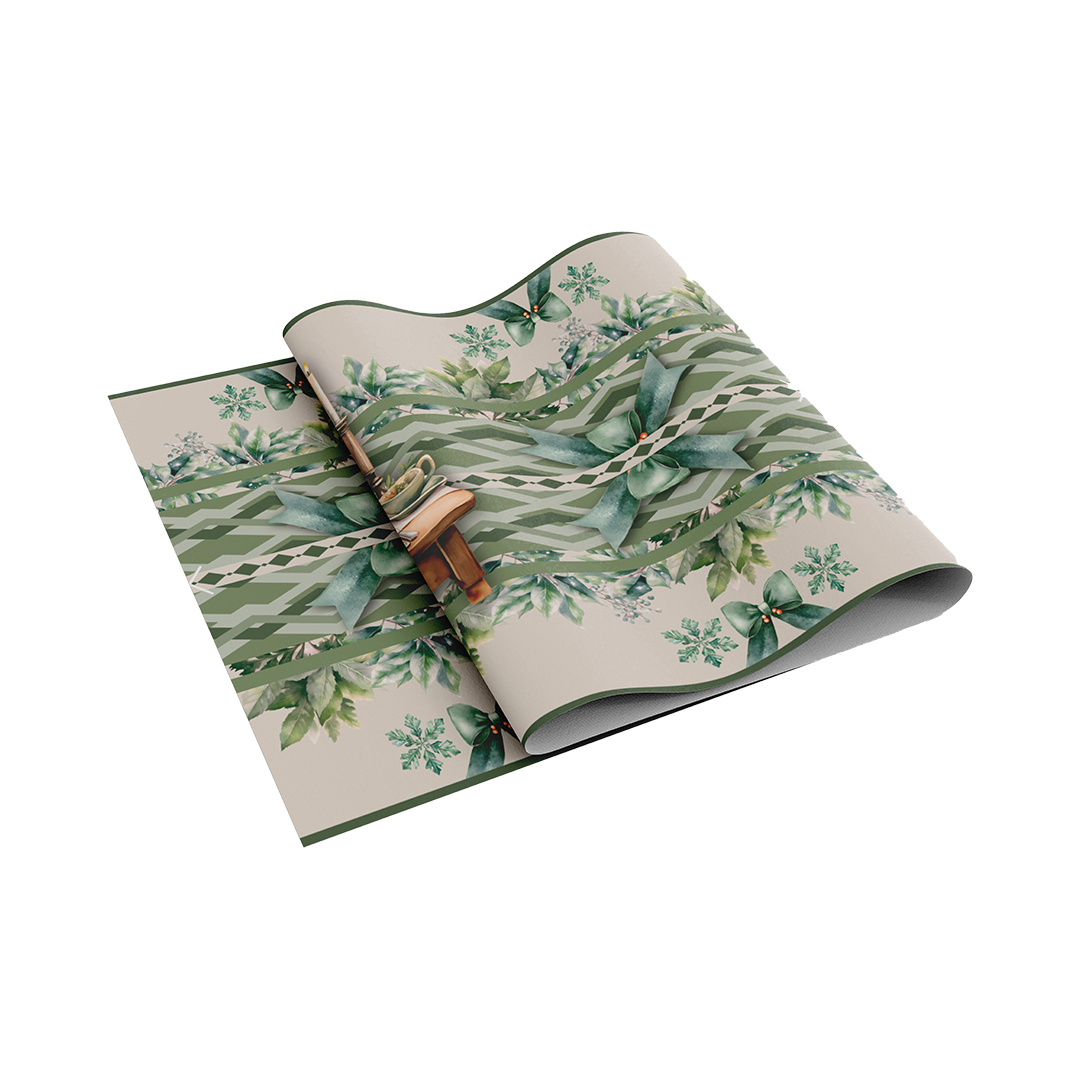 Table Cloth (120 cm x 250 cm)- Winter Green Collection, Winter Series